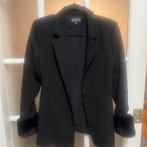 Danielle Bernstein faux fur trim blazer